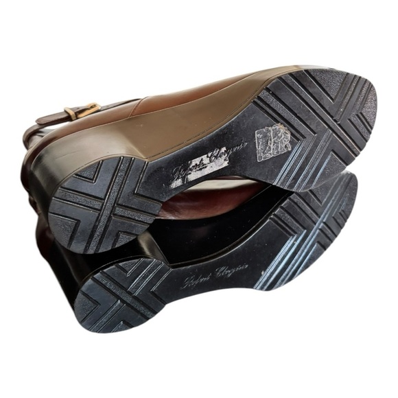 Robert Clergerie Cognac Wedge Ankle Boot Zipper Size 6.5 Buckle - Picture 7 of 15